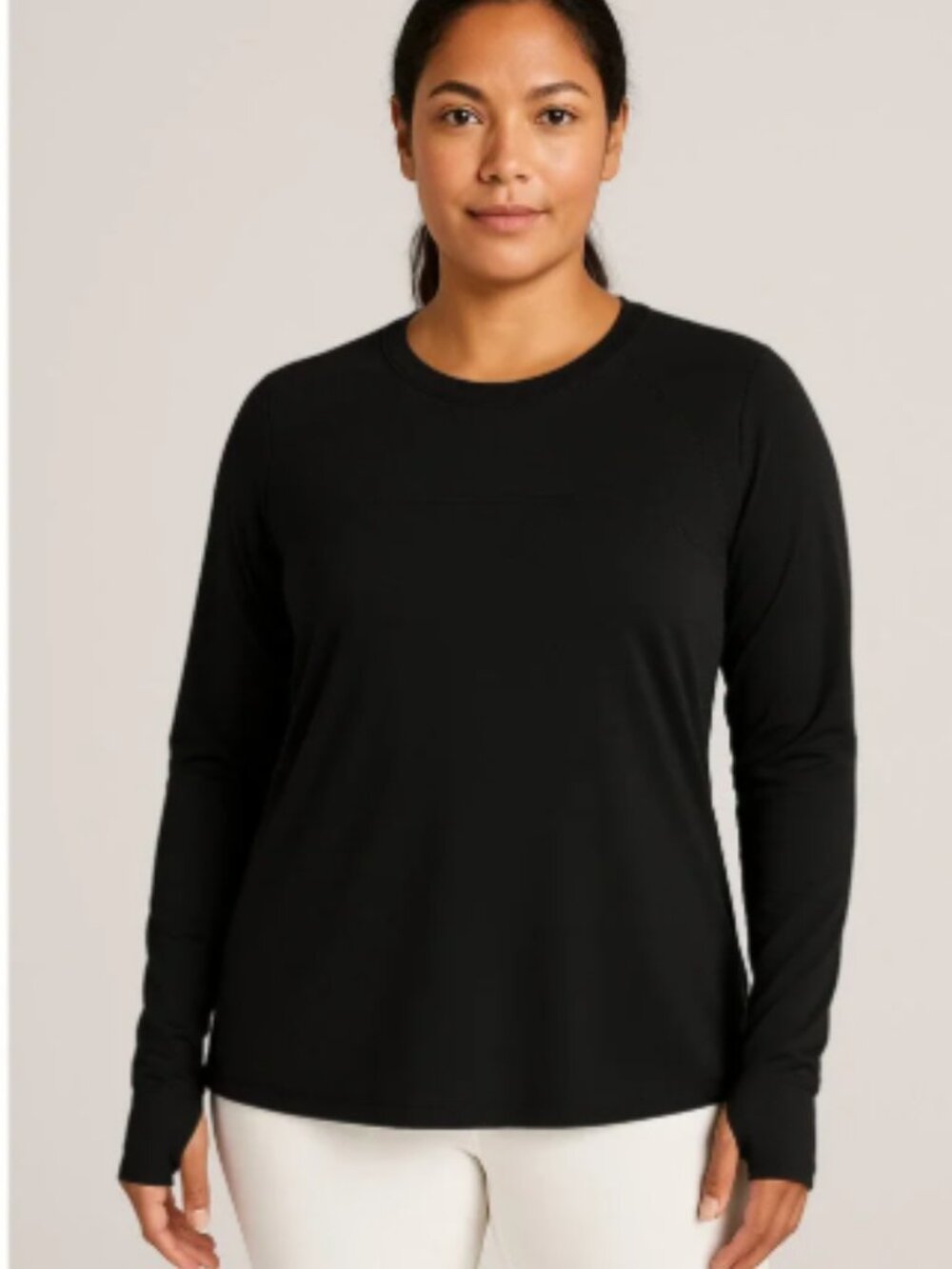 ATHLETA Chi Long Sleeve Pullover Shirt Black Size XL